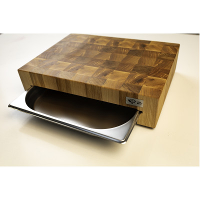 Торцева обробна дошка з дуба + ясеня з гастроємністю PAV-Wood 30х40х9 см